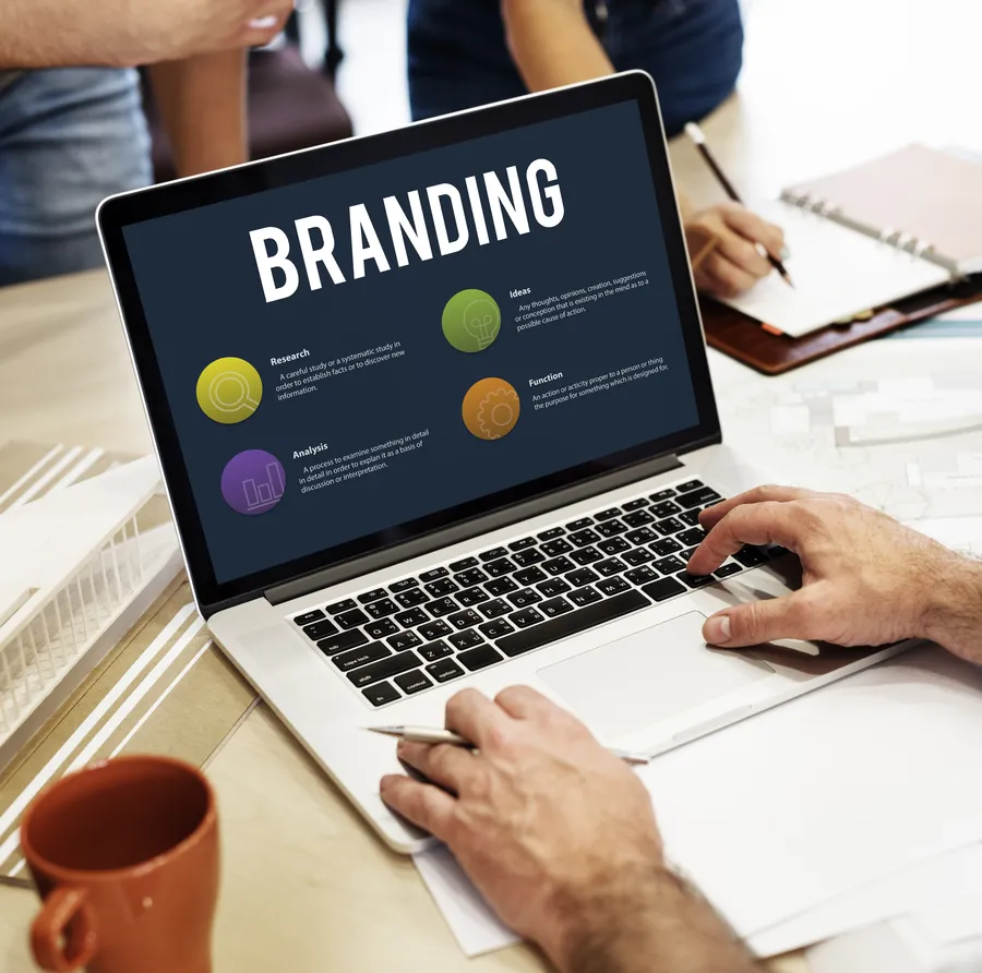online marketing branding concept laptop screenop
