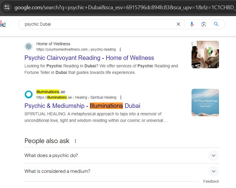 Illuminations psychic Dubai SEO Case Study by Awrange Digital